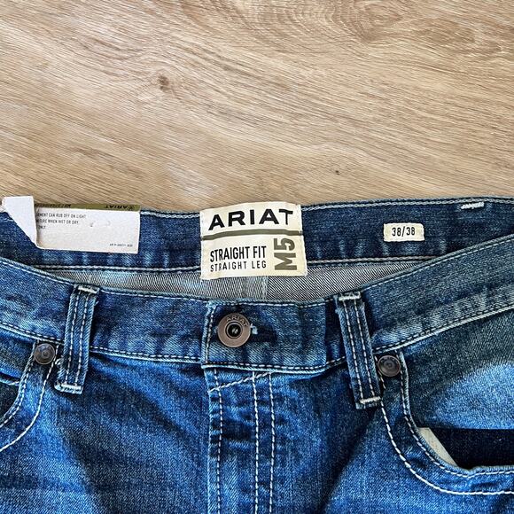ARIAT Men's M5 Straight Devon Straight Jean Size 38X38 In Bayou Wash - Picture 9 of 14